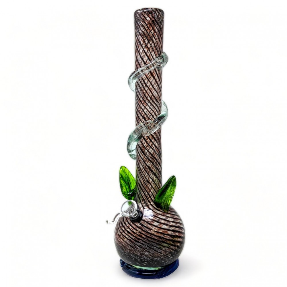 16" Wave Base Dual Leaf Twisted Wave Grip Soft Glass - Glass On Rubber [MA-1602C]