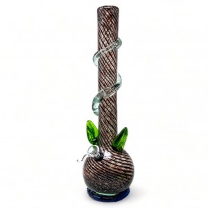 16" Wave Base Dual Leaf Twisted Wave Grip Soft Glass - Glass On Rubber [MA-1602C] 