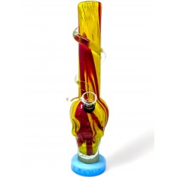 12" Dual Color Lifted Base Skull Head Spiral Neck Soft Glass Water Pipe - Glass On Rubber [MA-1221- SKULL]