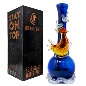 High Point Glass - 14" Glass Feathered Majesty & Climber Art Water Pipe - [MAHE-1404]