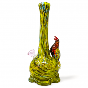 High Point Glass - 14" Feathered Friend Glittery Bird Art Water Pipe - [MAHE-1421]