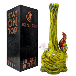 High Point Glass - 14" Feathered Friend Glittery Bird Art Water Pipe - [MAHE-1421]