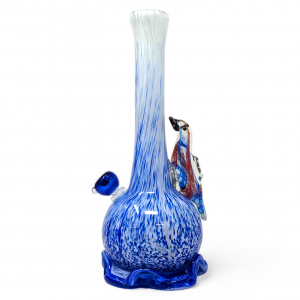 High Point Glass - 14" Curvy Surface Aquatic Bird Art Water Pipe - [MAHE-1428]