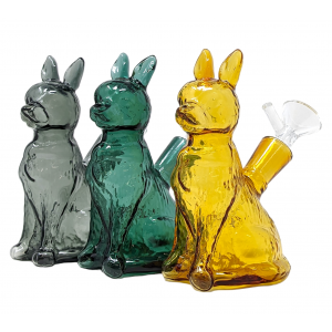 5" Mini Seated Dog Water Pipe Glass on Glass - [WBB-SHEP]