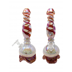 11" Dual Color Spindle with Tripod Base Soft Glass Water Pipe - Glass On Glass [Y105G]