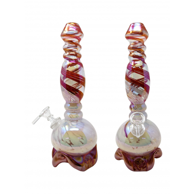 11" Dual Color Spindle with Tripod Base Soft Glass Water Pipe - Glass On Glass [Y105G]