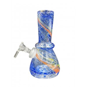 6'' Mini Color Streak Soft Glass Beaker Water Pipe - Glass On Rubber [YD97]
