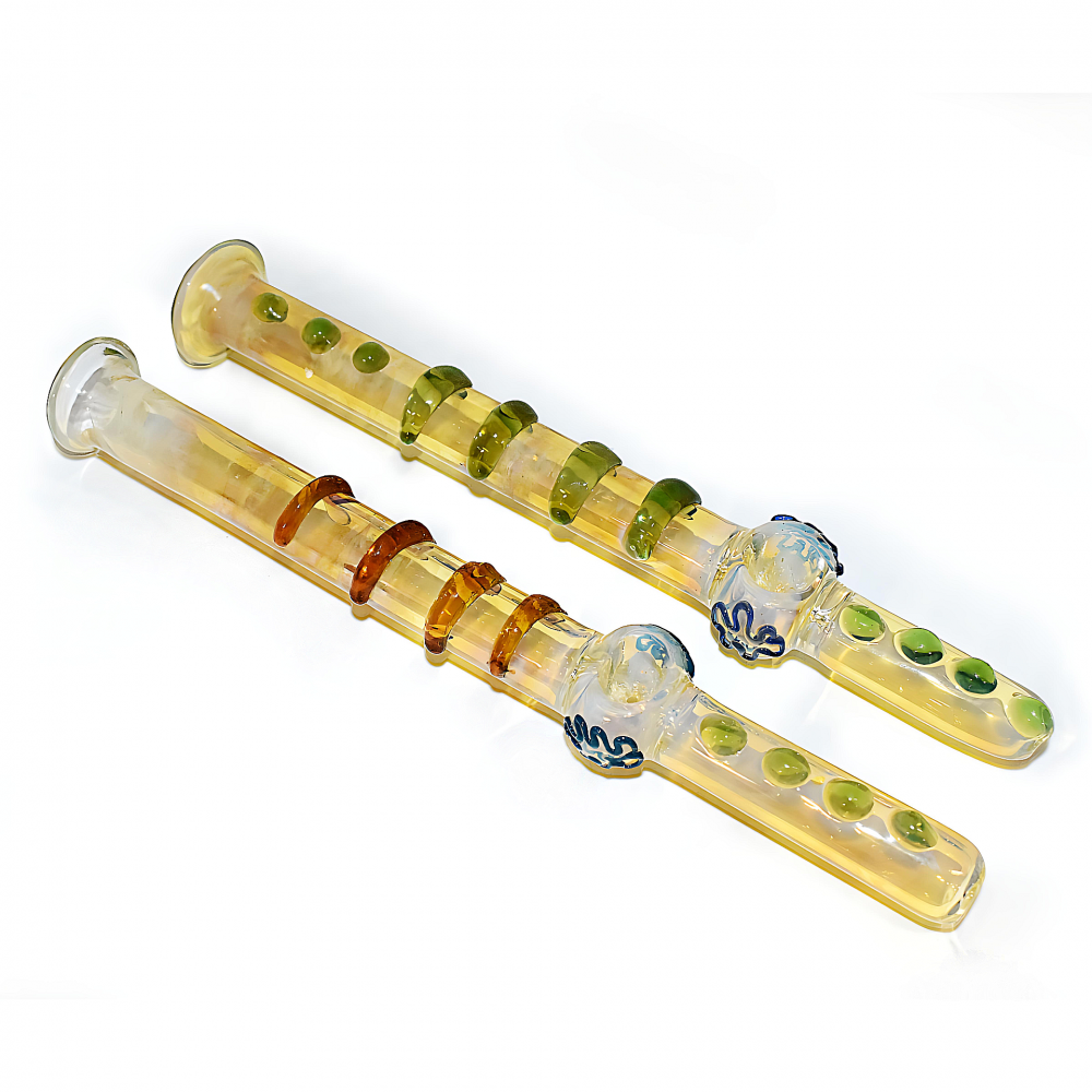 10 inch gold fumed multi marble art glass steam roller 2ct pack