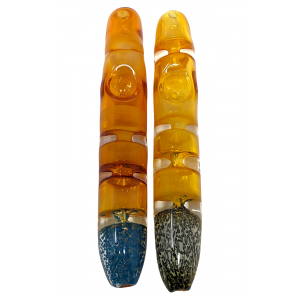 6" Gold Fumed Frit Head Quadrouple Pinch Steamroller - (Pack of 2) [STJ103]