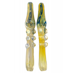 8" Gold Fumed Multi Marble Stretched Line Steamroller Hand Pipe - (Pack of 2) [STJ104]