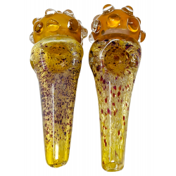 5" Gold Fumed Multi Marble Head Spoon Hand Pipe - (Pack of 2) [STJ106]