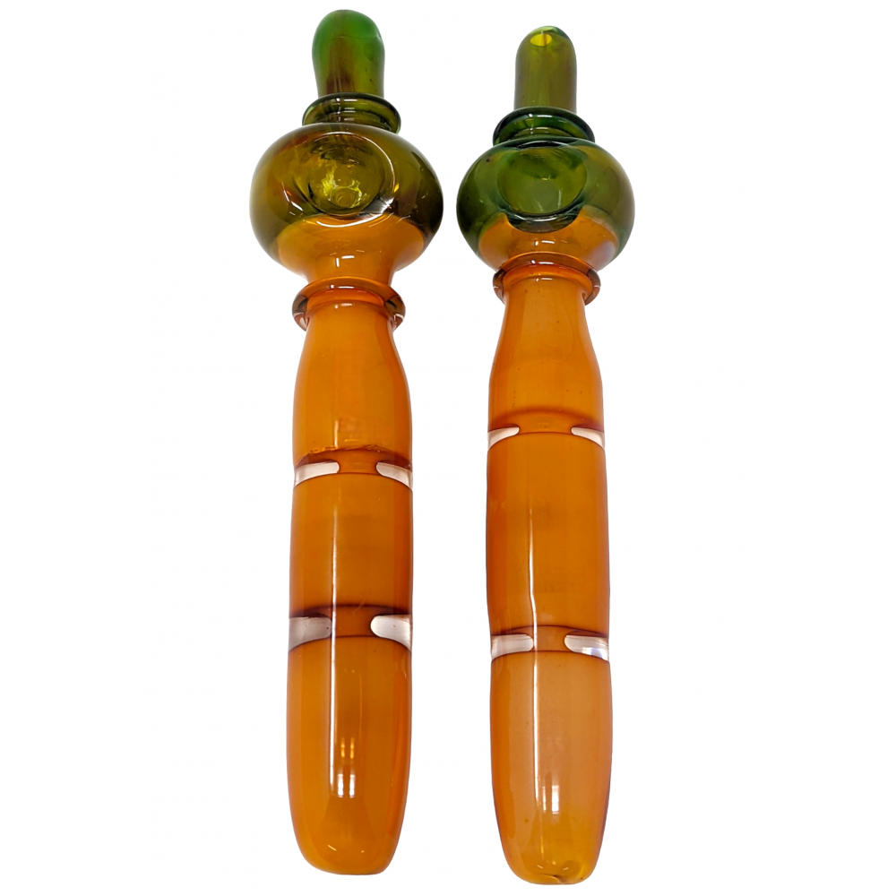 8" Gold Fumed Ombre Top Hat Dual Pinch Steamroller Hand Pipe - (Pack of 2) [STJ78]