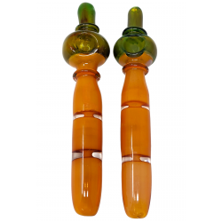 8" Gold Fumed Ombre Top Hat Dual Pinch Steamroller Hand Pipe - (Pack of 2) [STJ78]