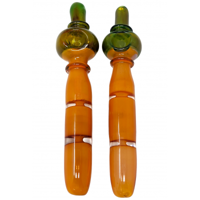 8" Gold Fumed Ombre Top Hat Dual Pinch Steamroller Hand Pipe - (Pack of 2) [STJ78]