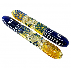 8" Silver Fumed Line & Dot Art Tri-Pinch Steamroller Hand Pipe - (Pack of 2) [STJ86]