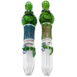 8.5" Gold Fumed Inner Pinch Reptile Squiggle Line Steamroller Hand Pipe - (Pack of 2) [STJ87]