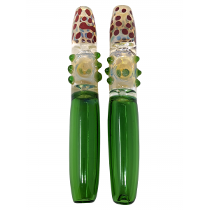 7.5" Silver Fumed Half Color Half Polka Dot Double Pinch Steamroller Hand Pipe - (Pack of 2) [STJ93]