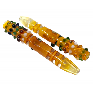 8" Gold Fumed Marble Ended Multi Pinch Steamroller Hand Pipe - (Pack of 2) [STJ95]