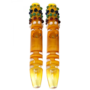 8" Gold Fumed Marble Ended Multi Pinch Steamroller Hand Pipe - (Pack of 2) [STJ95]