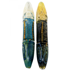 6" Mini Silver Fumed Frit Swirl Line Double Pinch Steamroller Hand Pipe - (Pack of 2) [STJ96]