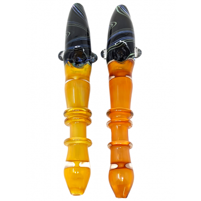 8.5" Gold Fumed Spiral Head Multi Rim Steamroller Hand Pipe - (Pack of 2) [STJ98]