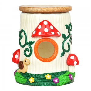 Mushroom House Glass Stash Jar - 3D