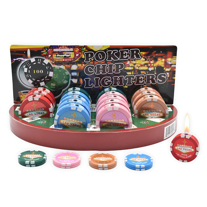 Las Vegas Chip Butane Lighter – 20ct Display | Assorted Colors