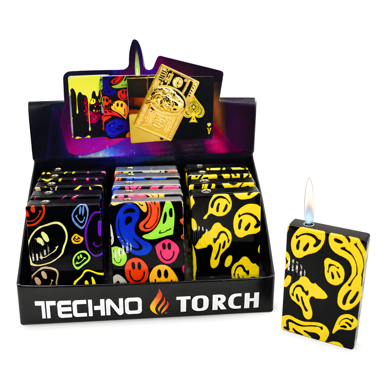Techno Torch smiley themed Flip Flop Torch Lighter – 15ct Display