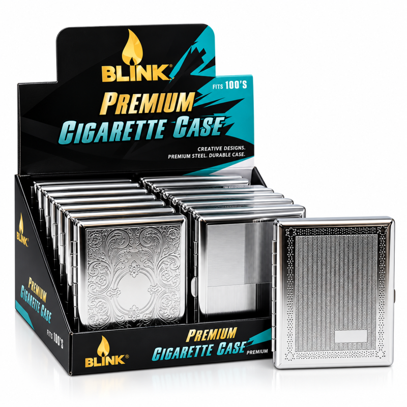 BLINK Metal 100's Cigarette Case – 12ct Display