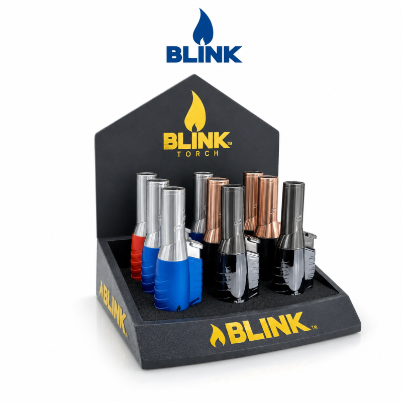 Blink Deco Saddle Triple Flame Torch Lighter – Assorted Colors – 9ct Display (916)