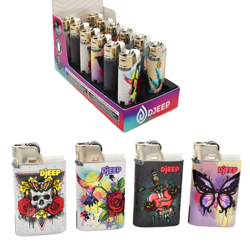 Djeep Pocket Lighters 12ct Display – Vibrant Collection