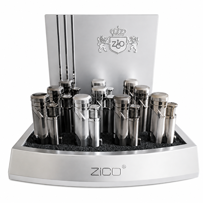 ZICO Double Flame Torch Lighter with Built-In Cigar Punch – 10ct Display