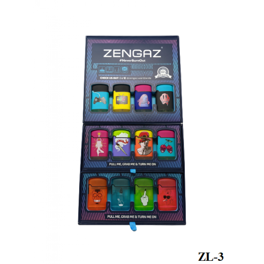 Zengaz Refillable Jet Flame Lighters 48ct Display