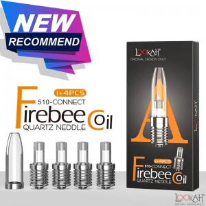 Lookah Firebee 510 Connect Quartz Replacement Coils w/ Glass mouthpiece - Type A Quartz Needle Coil - 4pk