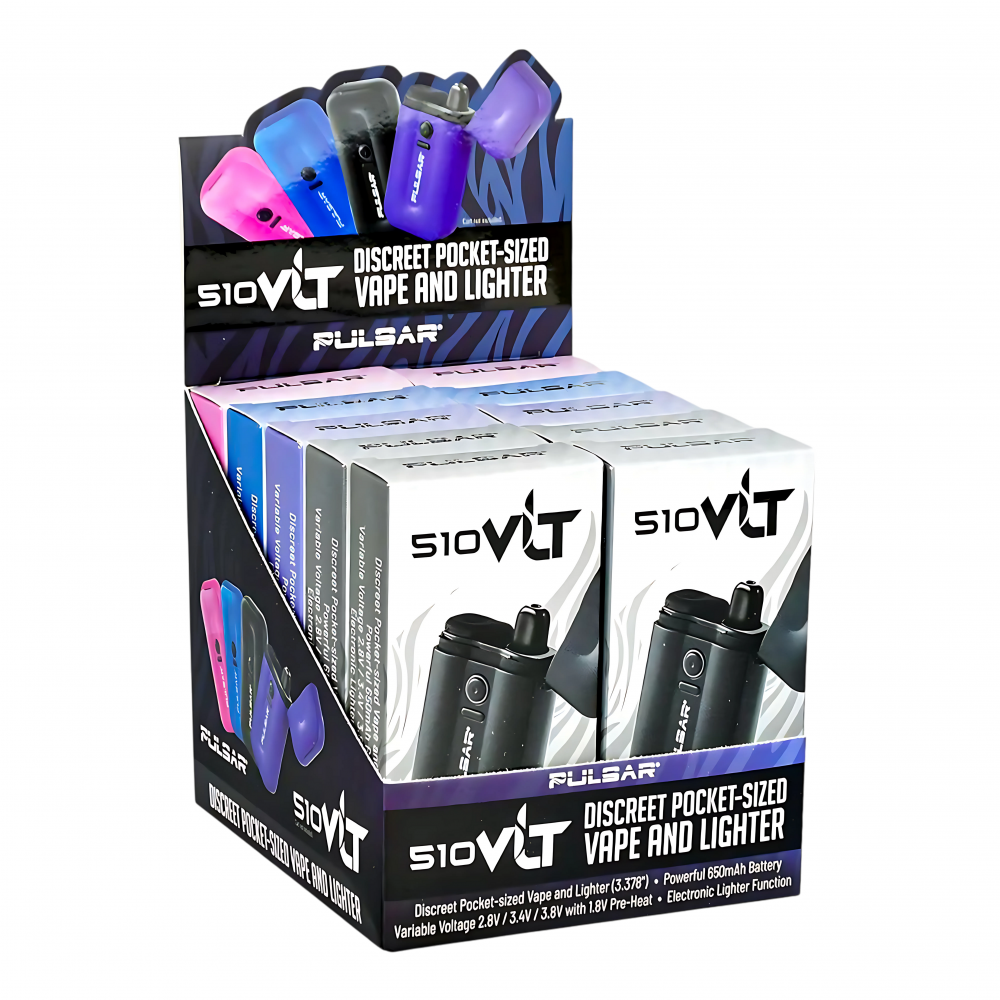 Pulsar VLT 510 Battery Vaporizer/Lighter - 650mAh with Assorted Colors in a 10ct Display