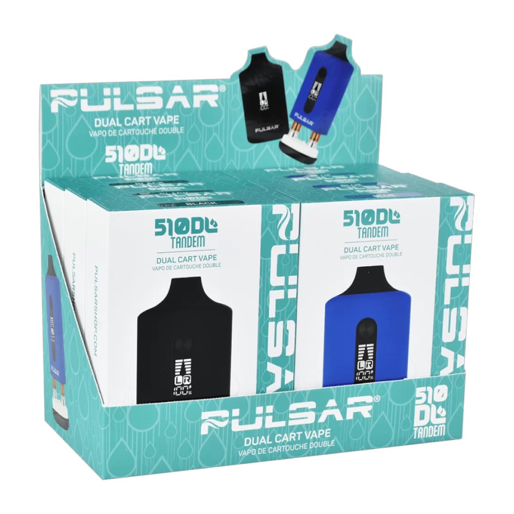 Pulsar 510 DL Tandem Dual Cartridge Vape Bar 650mAh assorted designs 6ct display
