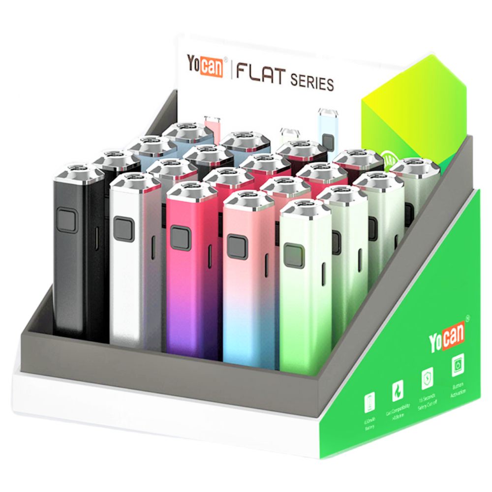 Yocan Flat Plus Battery 900mAh, Mix Color 20ct Display Skygate
