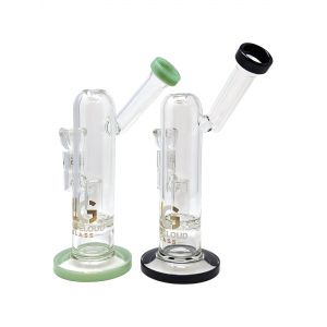 10" Loud Cloud Glass Assorted Angled Neck Honeycomb Perc Water Pipe - [10282]