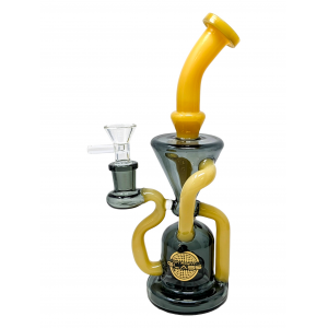 9" On Point Glass Assorted Full Color Hourglass Recycler Water Pipe - [ABC166]