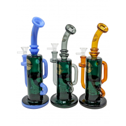 11" On Point Glass Assorted Showerhead Recycler/Incycler Duo Water Pipe Rig - [ABC169]
