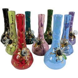 5" Ancient Creation Mini Assorted Gold Streak Ceramic Beaker Water Pipe - [ACC5]