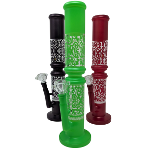 14" Honey Comb Perc Frosted Color Design Water Pipe - Assorted Colors [BK201]