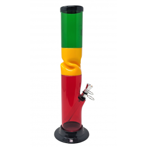12" Acrylic Rasta Color Metal Pull Bowl Twisted Water Pipe - [AJM08]