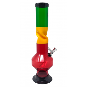13" Acrylics Rasta Color Metal Pull Bowl Twisted Water Pipe - [AJM10]