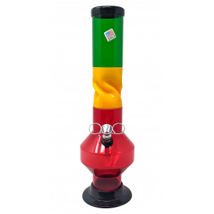 13" Acrylics Rasta Color Metal Pull Bowl Twisted Water Pipe - [AJM10]