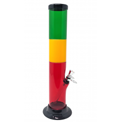 12" Acrylic Rasta Color Metal Pull Bowl Straight Water Pipe - [AJM16]