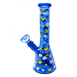 12" 5mm Color Tube 'Heavenly Skies' Decal Art Beaker Water Pipe - [BB992]