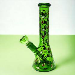 10" 5mm Color Tube 'Green Goodness' Decal Art Beaker Water Pipe - [BB995]