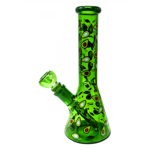 12" 5mm Color Tube 'Green Goodness' Decal Art Beaker Water Pipe - [BB995]