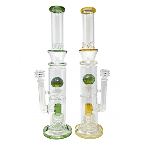 17" Assorted Double Matrix Perc with Sprinkler Golf Ball Perc Water Pipe - [BGI-12]